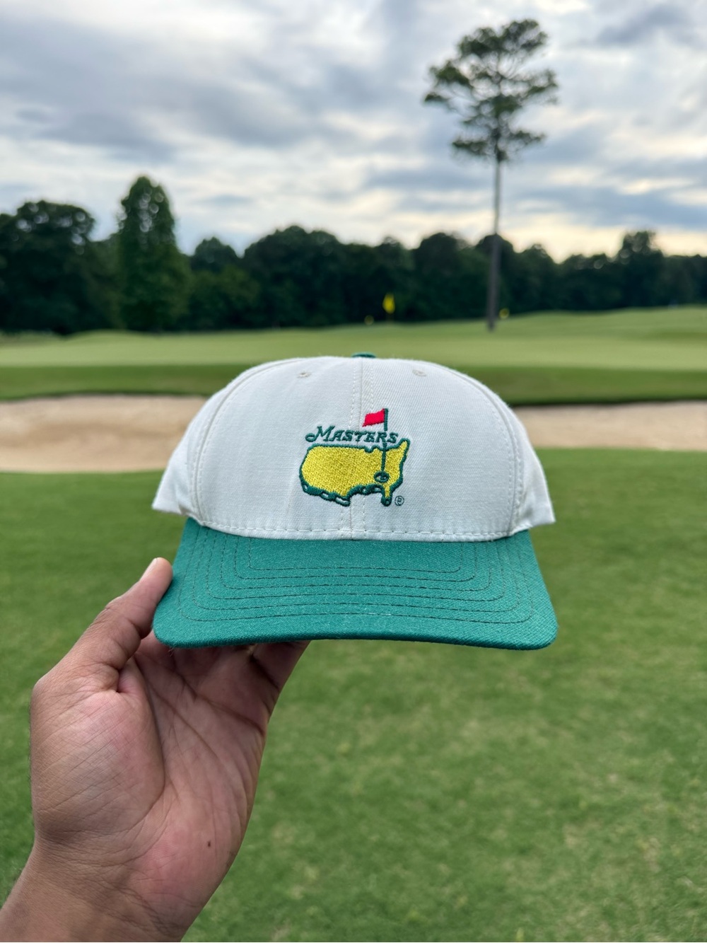 Vintage 90s Masters collection 2tone Green Brim Golf Hat likenew American needle